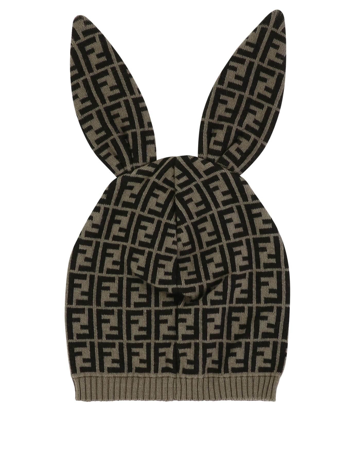 FENDI KIDS Brown Beanie with ears